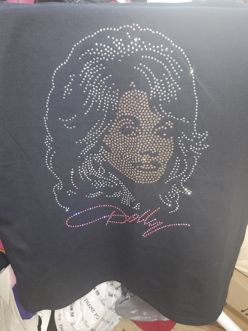 Black Rhinestone Portrait T Shirt